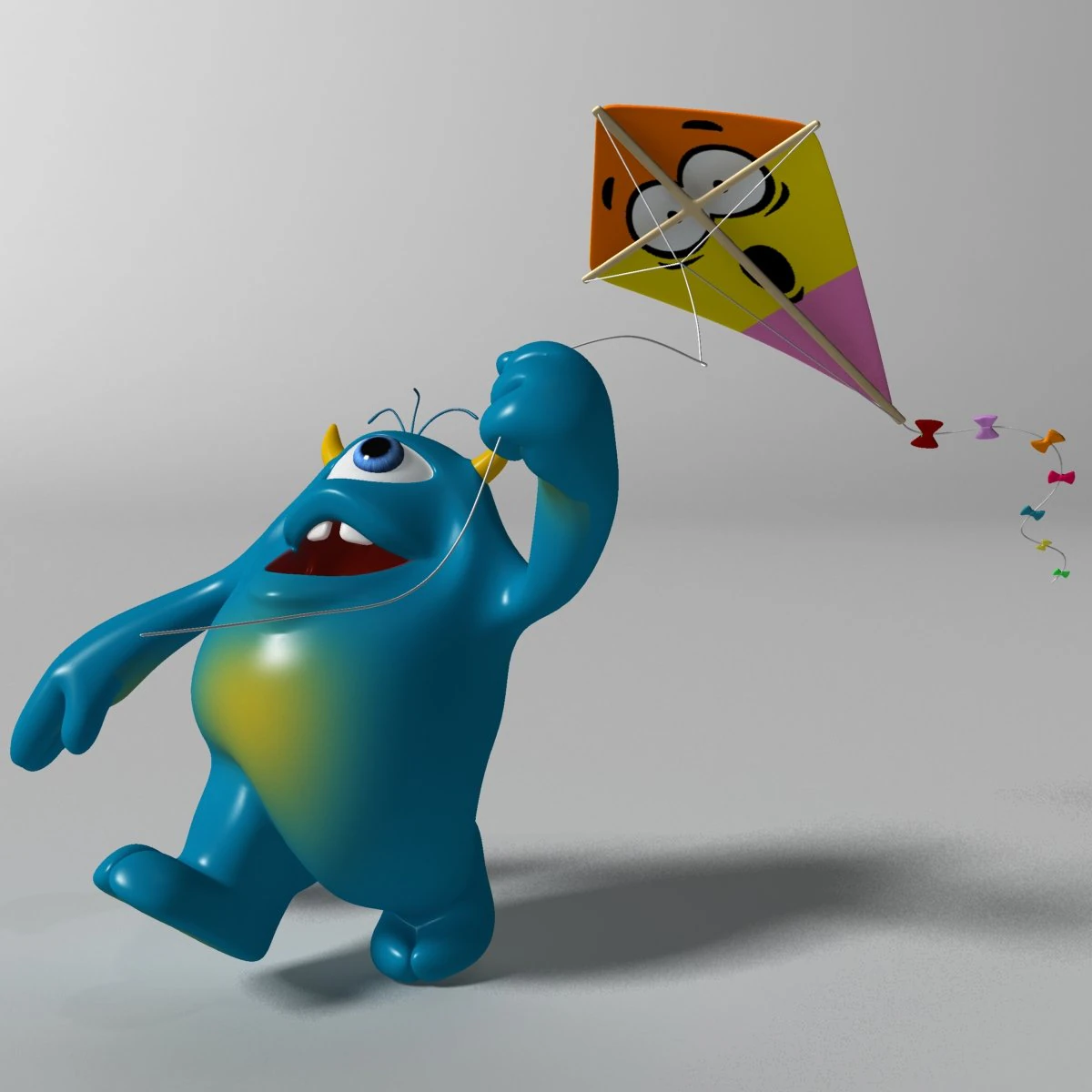 cartoon blue monster rigged 3D Model .c4d .max .obj .3ds .fbx .stl .blend