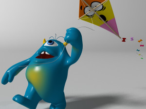 cartoon blue monster rigged Modelo 3D