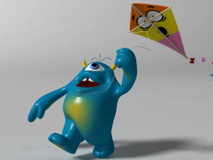 cartoon blue monster rigged 3D Model