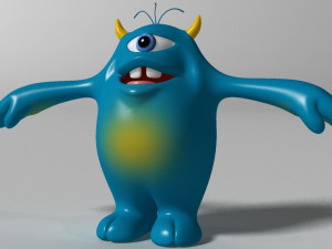 cartoon blue monster rigged 3D 모델
