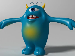 cartoon blue monster rigged 3D Model