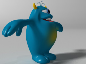 cartoon blue monster rigged 3D 모델