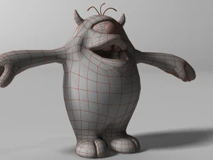 cartoon blue monster rigged 3D Model