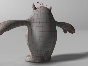 cartoon blue monster rigged 3D Model