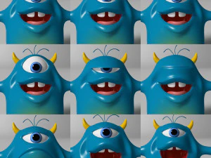 cartoon blue monster rigged 3D Model