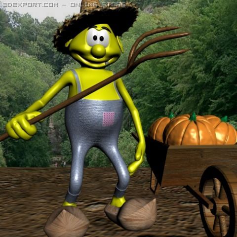 farmer cartoon rigged 3D-Modell .c4d .max .obj .3ds .fbx .stl .blend 