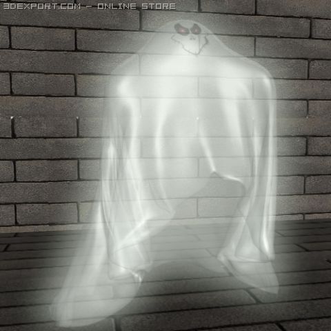cartoon ghost rigged 3D Model .c4d .max .obj .3ds .fbx .stl .blend 