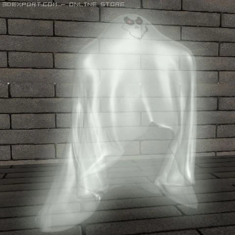 cartoon ghost rigged 3D Model .c4d .max .obj .3ds .fbx .stl .blend 