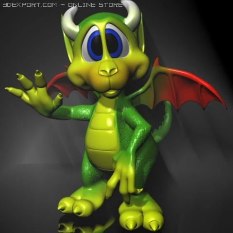 dragão bonito dos desenhos animados manipulado Modelo 3D .c4d .max .obj .3ds .fbx .stl .blend