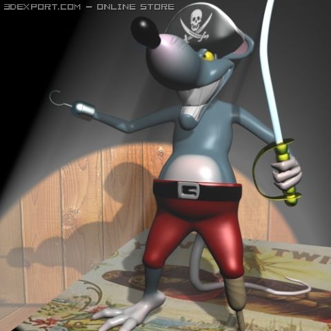 pirate rat jack sparrow rigged Model 3D .c4d .max .obj .3ds .fbx .stl .blend 