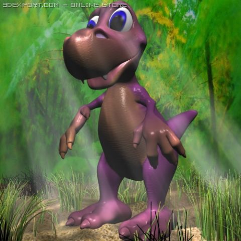 young cartoon dinosaur rigged 3D Модель .c4d .max .obj .3ds .fbx .stl .blend 