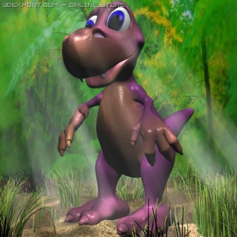 young cartoon dinosaur rigged 3D Model .c4d .max .obj .3ds .fbx .stl .blend