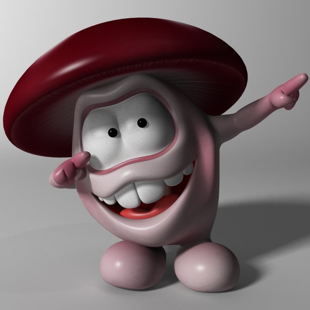 cartoon mushroom character rigged and animated 3D Model .c4d .max .obj .3ds .fbx .stl .blend 