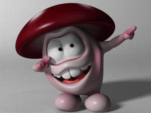 cartoon mushroom character rigged and animated 3D Model