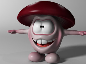 cartoon mushroom character rigged and animated 3D Model