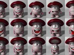 cartoon mushroom character rigged and animated 3D Model