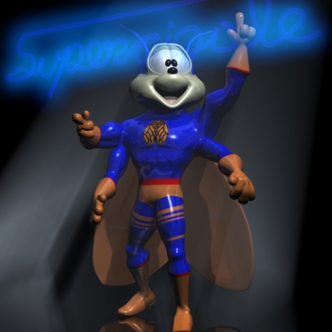 supercigale cartoon character rigged Model 3D .c4d .max .obj .3ds .fbx .stl .blend 