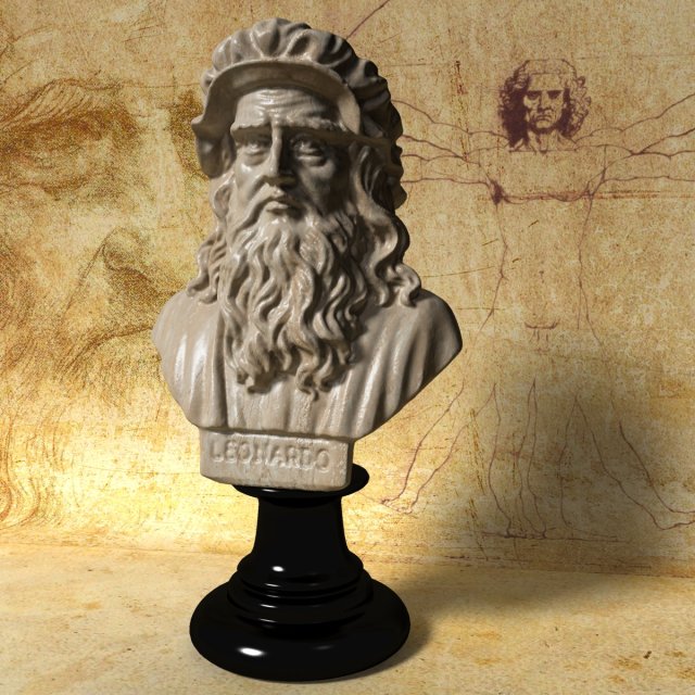 leonardo da vinci bust 3D 모델 .c4d .max .obj .3ds .fbx .stl .blend 