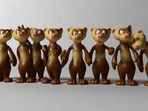 cartoon ferret rigged 3D Model