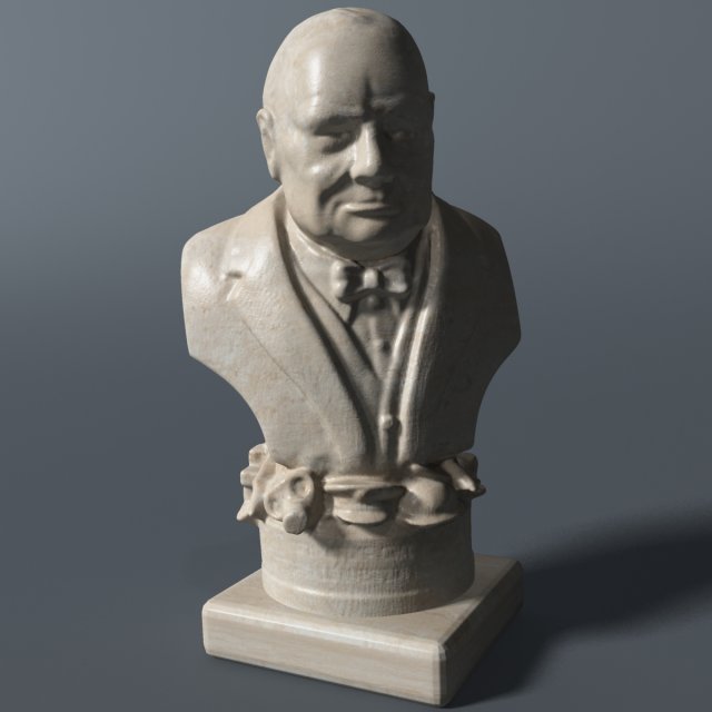 winston churchill bust 3Dモデル .c4d .max .obj .3ds .fbx .stl .blend 