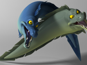 cartoon moray eel rigged Modelo 3D