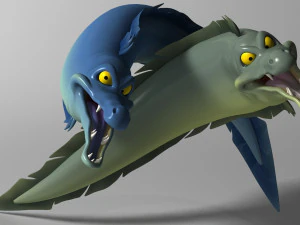 cartoon moray eel rigged 3D Model