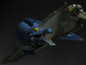 cartoon moray eel rigged Modelo 3D