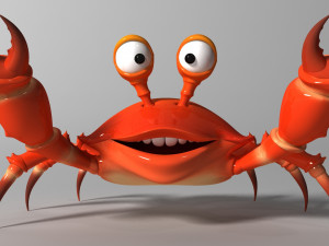 cartoon crab rigged and animated 3D Model
