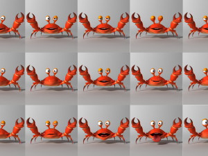 cartoon crab rigged and animated 3D 模型