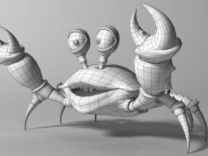 cartoon crab rigged and animated 3D 模型