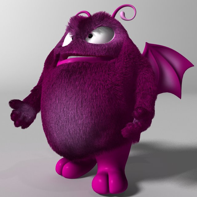cartoon purple monster rigged 3D Model .c4d .max .obj .3ds .fbx .stl .blend 