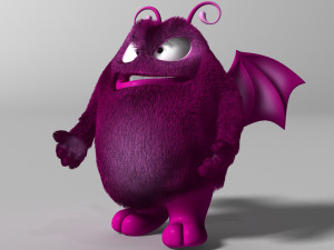 cartoon purple monster rigged 3D Model