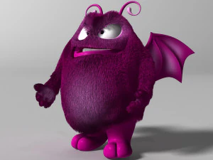 cartoon purple monster rigged 3D Model