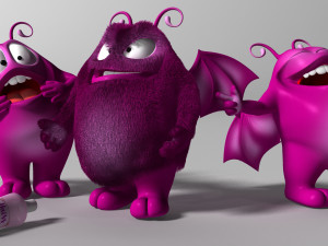 cartoon purple monster rigged 3D Model