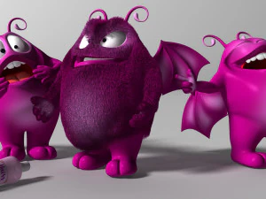 cartoon purple monster rigged 3D Model