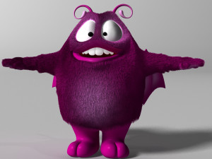cartoon purple monster rigged 3D Model