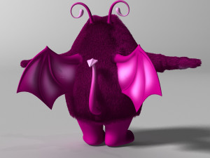 cartoon purple monster rigged 3D Model
