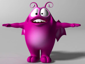 cartoon purple monster rigged 3D Model