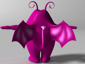cartoon purple monster rigged 3D Model