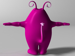 cartoon purple monster rigged 3D Model