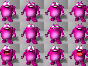 cartoon purple monster rigged 3D Model