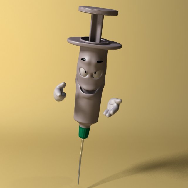 cartoon syringe rigged Modelo 3D .c4d .max .obj .3ds .fbx .stl .blend 