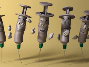cartoon syringe rigged 3D Model