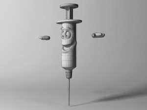 cartoon syringe rigged Modelo 3D