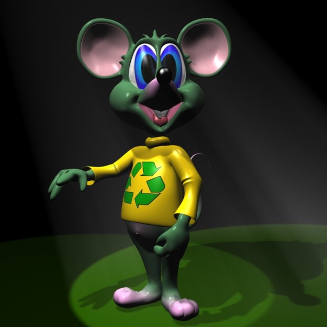 green mouse rigged 3D Model .c4d .max .obj .3ds .fbx .stl .blend 