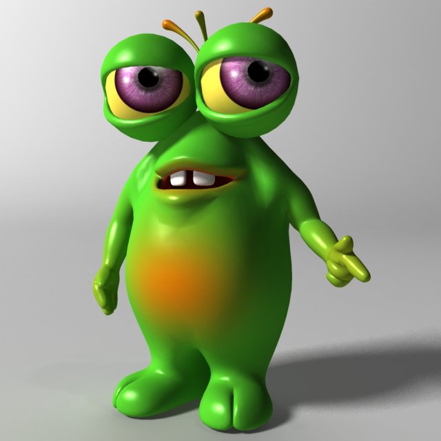 Cartoon Green Monster Modelo 3D .c4d .max .obj .3ds .fbx .stl .blend 