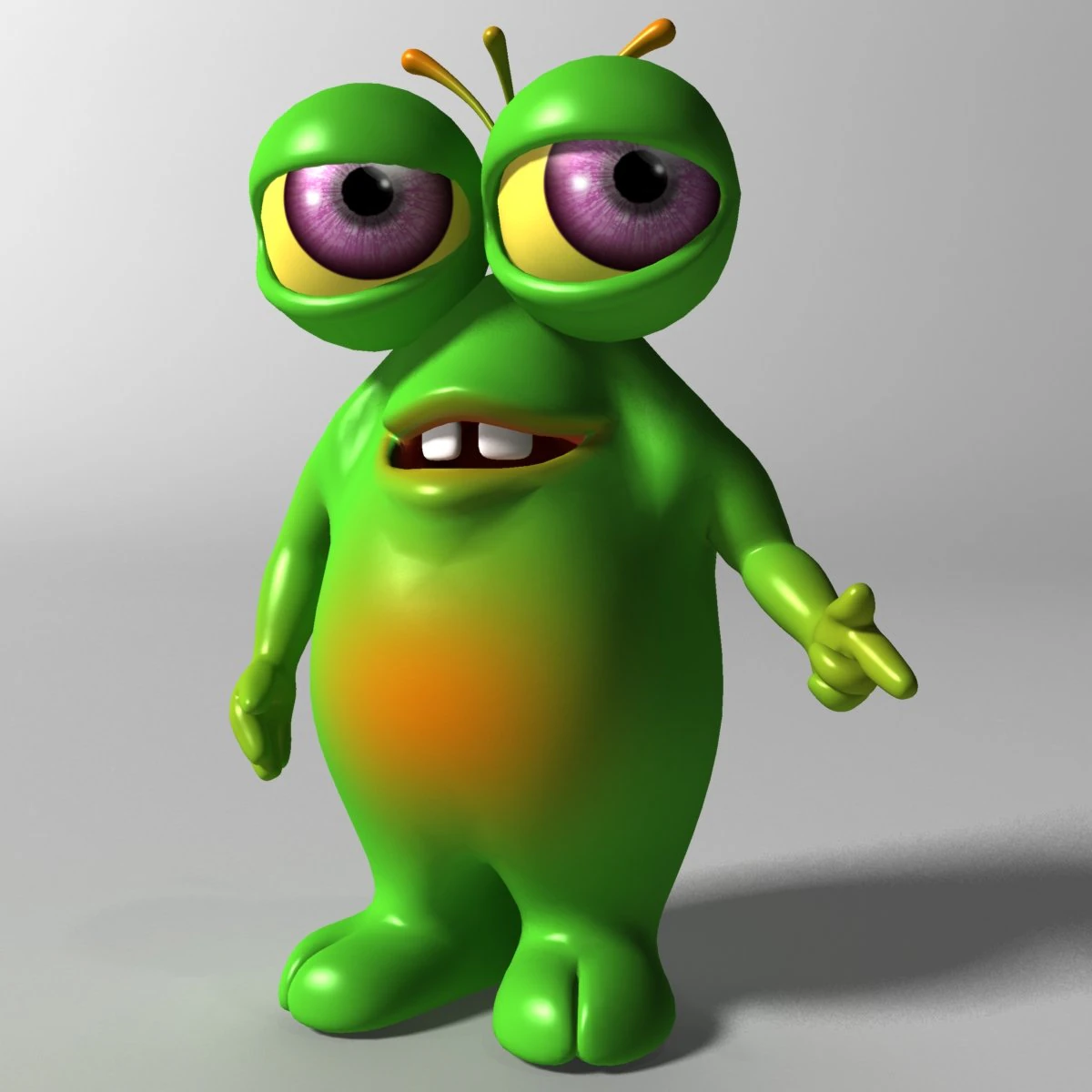 Cartoon Green Monster 3D Model .c4d .max .obj .3ds .fbx .stl .blend 