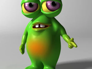 Cartoon Green Monster 3D Model