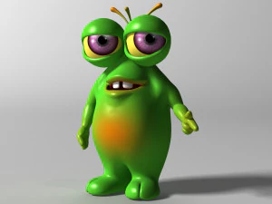 Cartoon Green Monster 3D Model