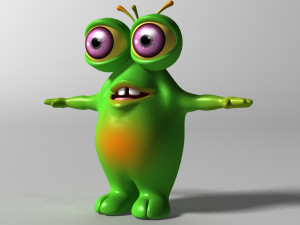 Cartoon Green Monster Modelo 3D